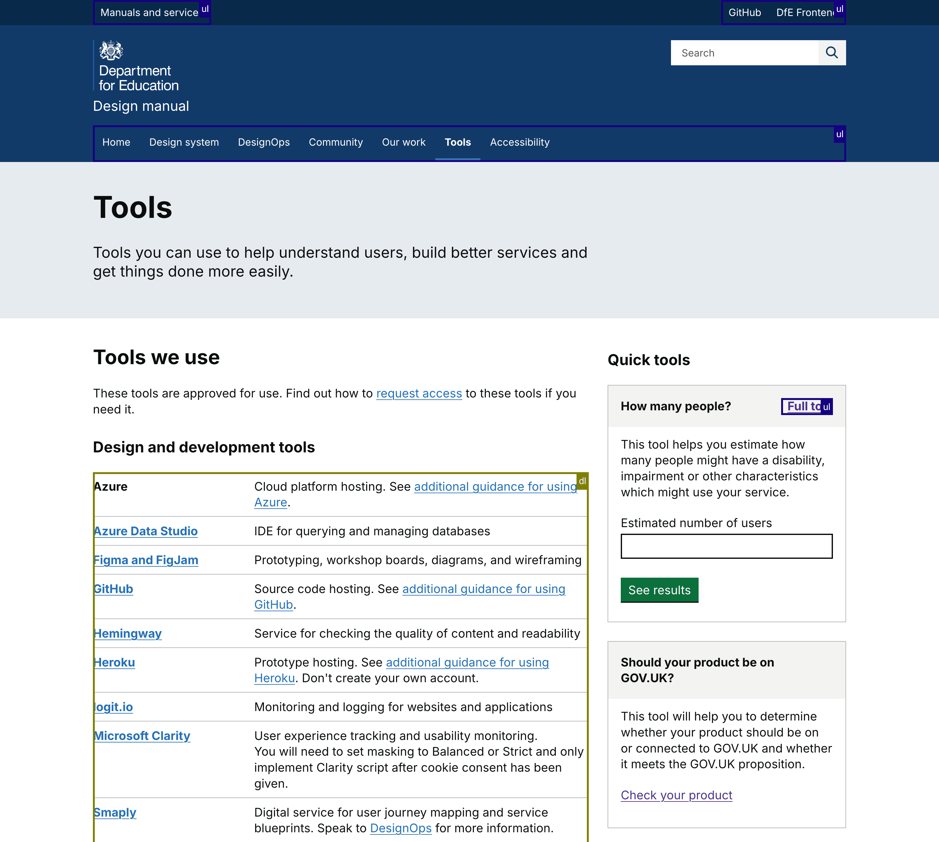 Lists tool example of results